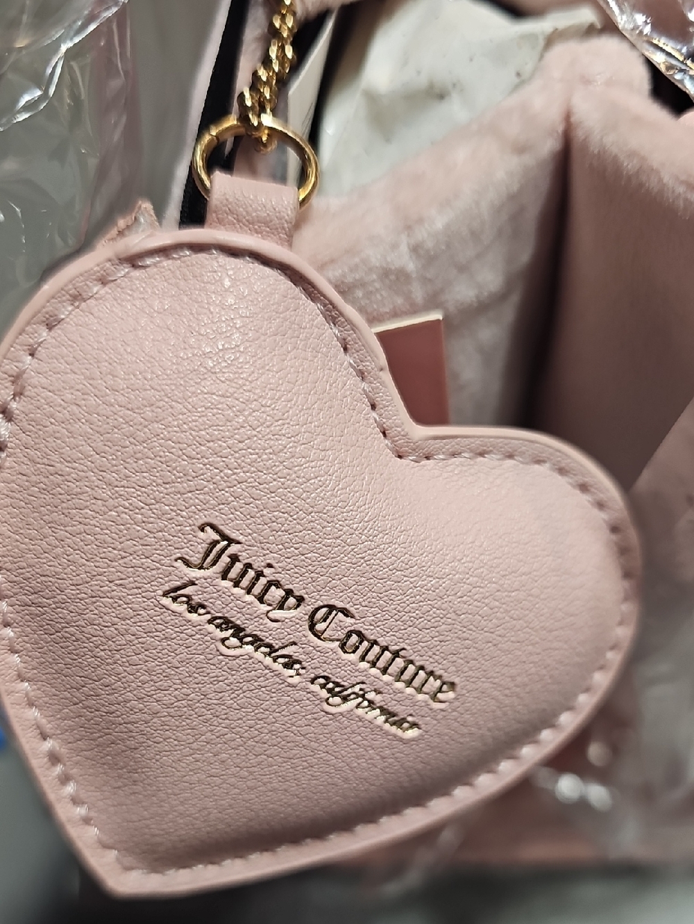 Juicy Couture Pink Mini Velour Logo Tote Crossbody Shoulder Hand Bag NWT - Picture 9 of 14